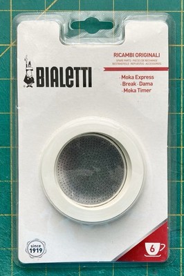 Bialetti Moka Express, Dama Pot 6 cup Spare Part 1 Filter Plate & 3 Rubber Rings