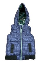 Tommy Bahama Boys' Hooded Puffer Vest Size 4T Blue with Camo Lining