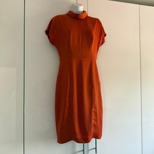 Reiss Dress Burnt Orange Satin Rex Size 8 Womens Work Smart Formal