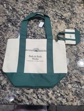 ALL NEW Heritage Canvas Tote Bag with Clip-On Mini Tote Bag Bath & Body Works