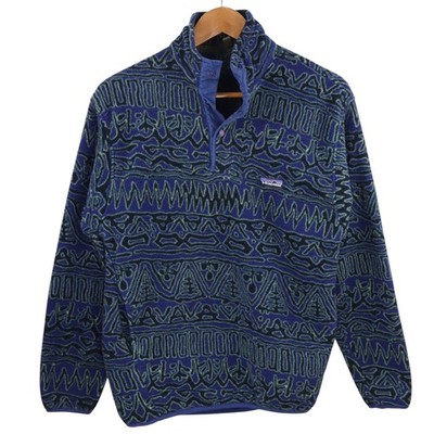 Vtg 90s Patagonia Synchilla Switchback Snap T Fleece Mens Medium Aztec Pullover