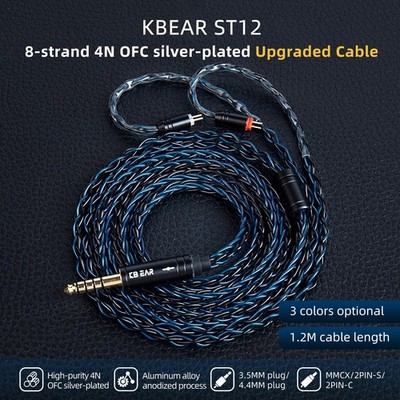 KBEAR ST12 Recessed 2Pin IEM Cable, in Ear Monitor 2PIN-C 3.5MM