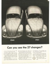 1961 VW Beetle Bug Sedan Vintage Print Ad Can You See The 27 Changes From 1960