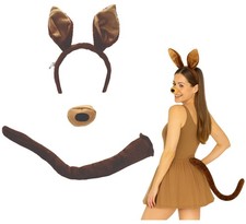 Kangaroo Costume Set for Adults Ears Headband Bendable Tail and Nose Halloween