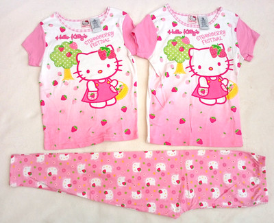Rare Vtg NWOT Hello Kitty Girls Pajamas Sz 10+extra top Sz 12 Glitter Accents