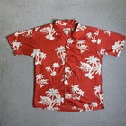 Pataloha Shirt Men Large Red Hawaiian Print Button Up Patagonia Loop Collar Surf