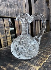 Antique American Brilliant Crystal Glass Decanter Star Pitcher Formal Dining