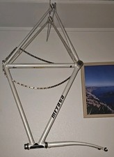 Telaio e forcella bici pista vintage Miyata 1985 acciaio bianco telaio e forcella bici