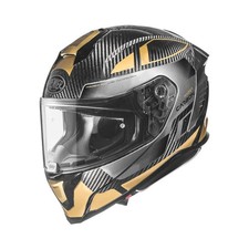 Image of Premier Hyper Carbon Moto Motorcycle Motorbike Full Face Helmet Gold / Grey