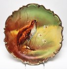 Antique Large 12.5” Limoges France B&H Game Bird Plate Artist Signed Gold Rim — photo 1