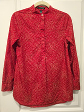 Lauren Ralph Lauren Button-Up Blouse Red Abst...