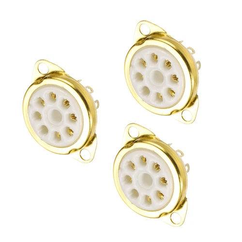 8pin PCB Tube Socket Ceramics, Vacuum Tube Protect Socket White 3pcs，GZC8-Y-9-G