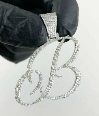 3Ct Round Cut Lab-Created Initial Letter "B" Pendant 14k White Gold Plated - Image 1 of 4
