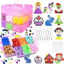 10MM Large Fuse Beads Craft Kit with Storage Box,12 Colors XL 10MM, red