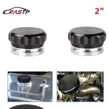 2PCS 2" 50.8mm Aluminium Weld On Filler Neck And Cap Oil, Fuel, Water Tank Black