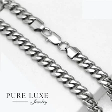 Men's 30" Silver.Stainless-Steel 10mm Miami Cuban Curb Necklace Unisex.Box