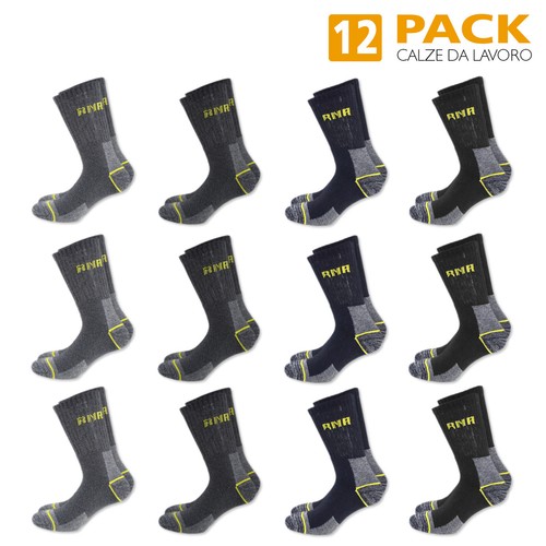 Set 12 Paia Calzini Uomo Da Lavoro Calze Cotone Rinforzati Work 40/46 VEQUE - Imagen 2 de 12