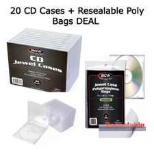 20 BCW CD Jewel Cases  Resealable Poly Bags w/ Flap Archival Quality Protection