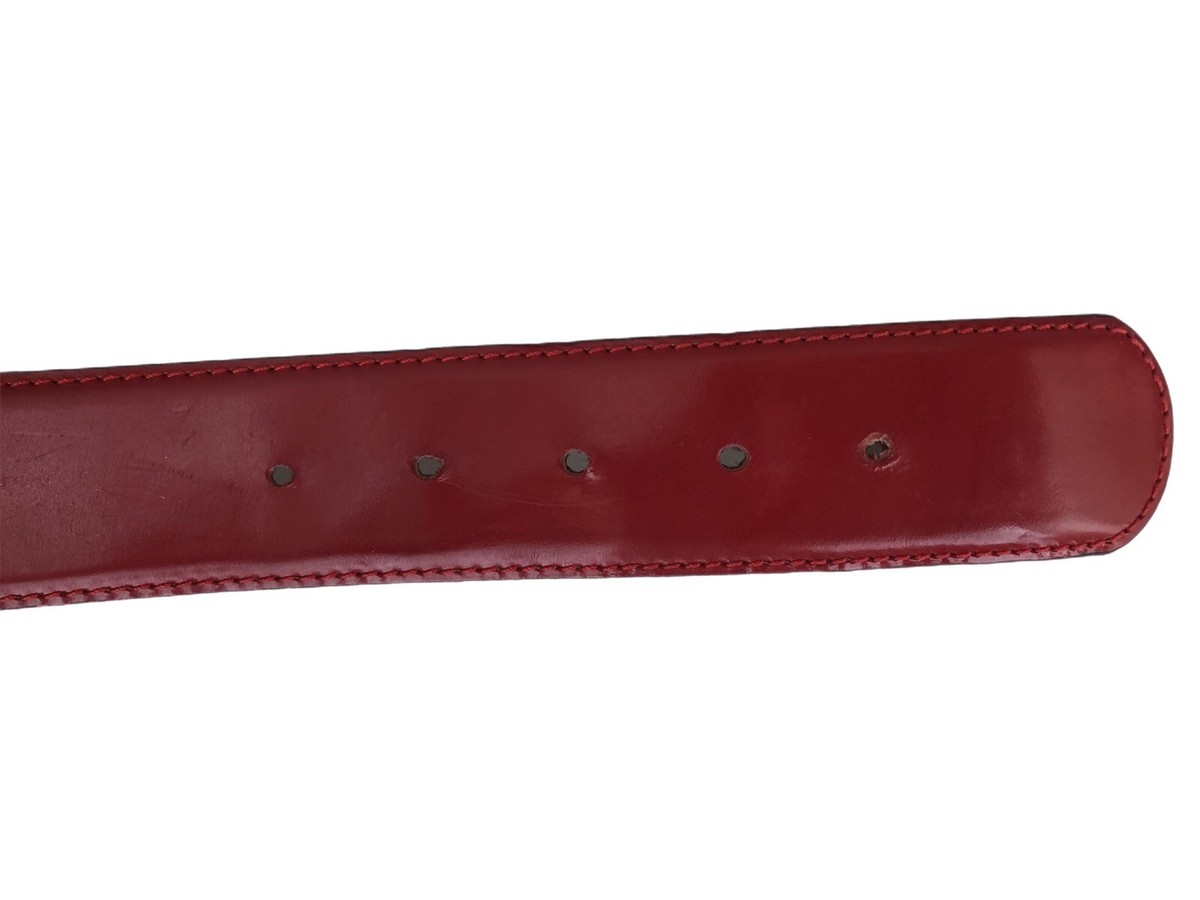 MOSCHINO Redwall Vintage Red Leather Heart Buckle Belt Size  display picture 1