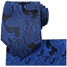 Mens Paisley Tie And Pocket Square Necktie Sets Dark Blue