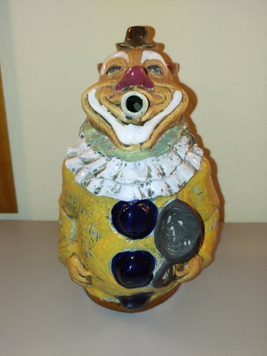 Vintage Clown Italian Brevettato Signed Pottery Pitcher Decanter handmade - Picture 2 of 8