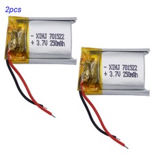 2pcs 3.7V 250mAh 0.925Wh Li Battery 701522 Repair Bluetooth Headset Headphones
