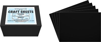 Black Flex Plasticard Polystyrene Craft Sheets - 5''x7'' - .040'' thick - 100 Pack