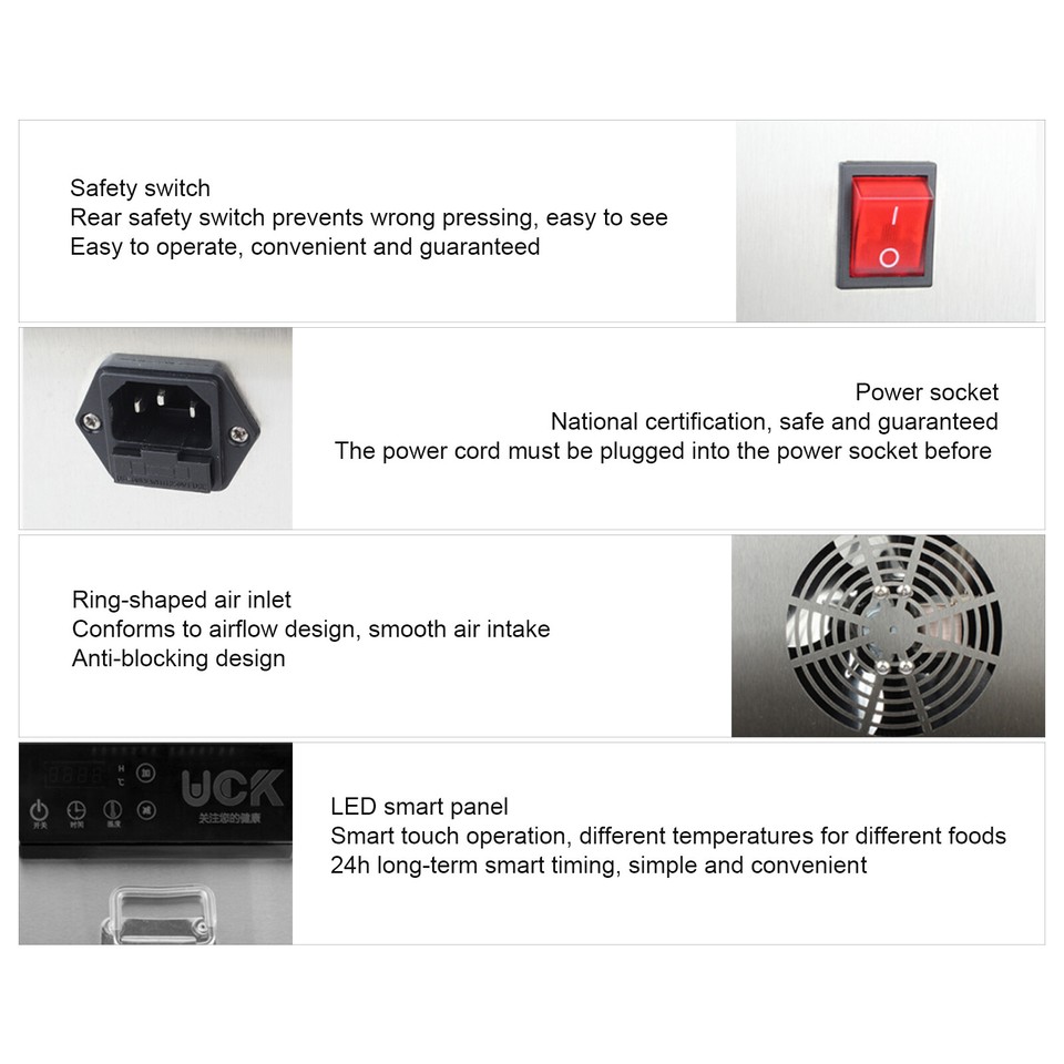 42,5L Lebensmittel-Dehydrator Edelstahl - 1000W Trockenschrank Für Fleisch & Obst