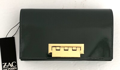 Zac Posen Earthette Patent Leather Clutch Wristlet Handbag Sea Moss Green NWT