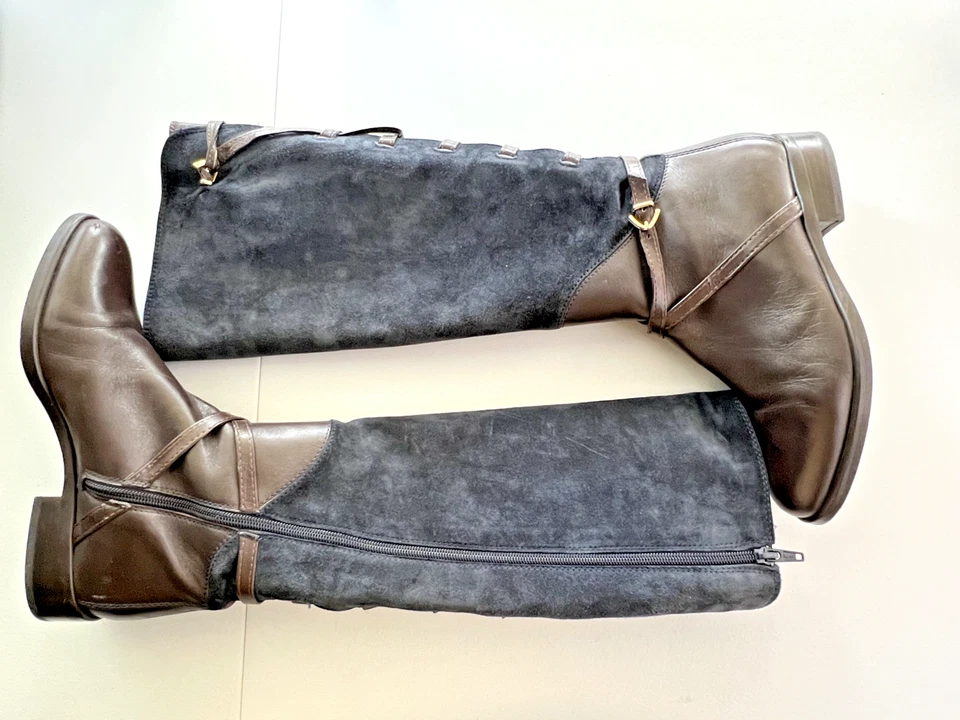 Botas de cuero negras y marrones hasta la rodilla HEYRAUD para mujer 6 Foto 2 de 4