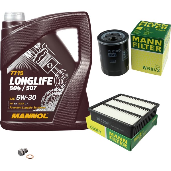 Mann Inspektionspaket 5L Mannol Longlife 504/507 5W-30 FüR Mitsubishi Lancer-image