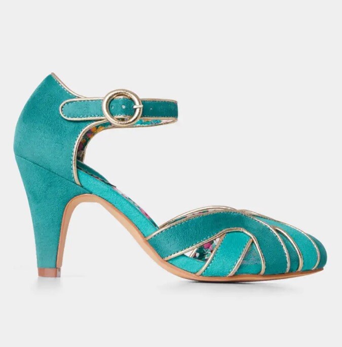 BNIB Ladies Women’s Club Nouveau Green Joe Browns Heeled Shoes Vintage