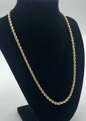 Gold Rope Chain 2k 24K Gold Plated Rope Chain 20 Inches | eBay