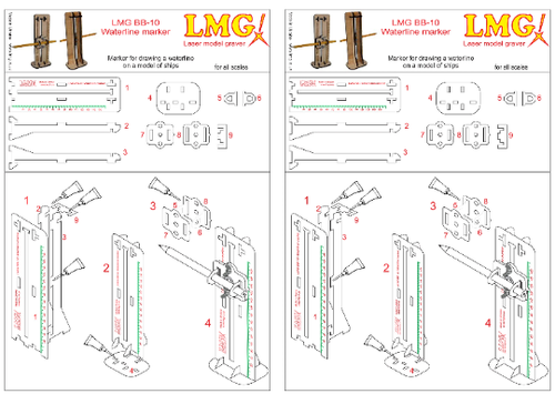 LMG BB-10 Marcador de línea de flotación para aplicar líneas de flotación, herramientas para maqueta a escala Uraine - Imagen 5 de 5