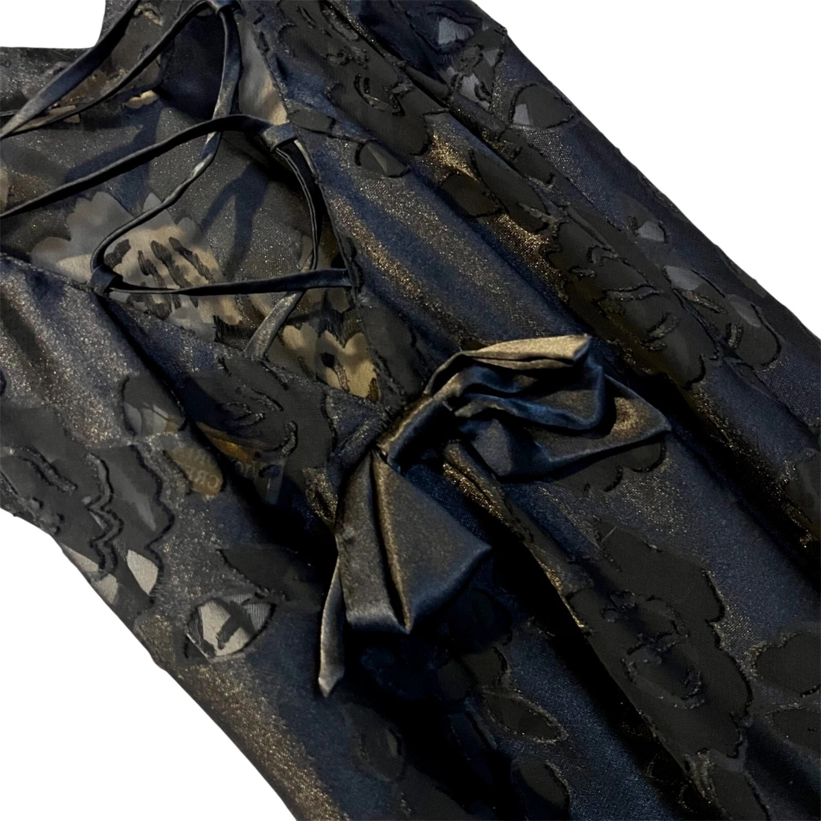 UNDERCOVER Abito slip vintage Victoria's Secret etichetta oro nero pizzo S fiocco stravagante Y2K