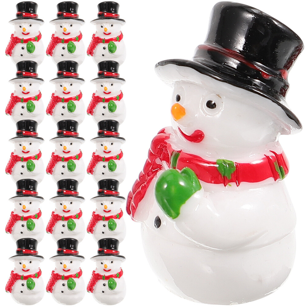 20 Pcs Miniature Resin Snowman Ornaments Figurines Xmas Miniatures
