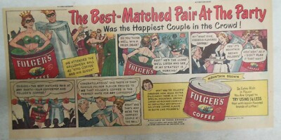 Folger's Coffee Ad: Best Matched Pair at Halloween ! 1950's Size: 7.5 x 15 Inch