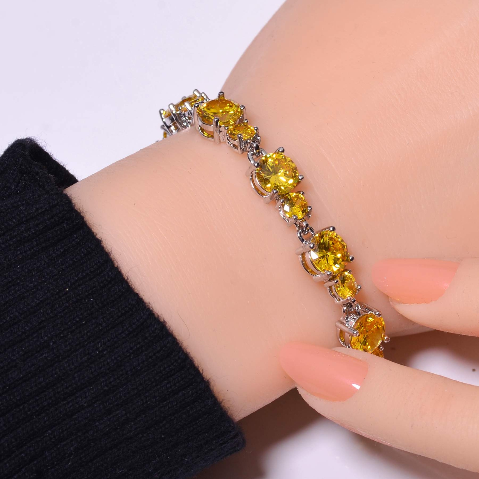 Citrine 925 Sterling Silver Tennis Bracelet 8.99
