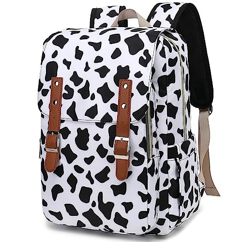 Stylish Cow Print Laptop Backpack for Women Girls 15.6 Inch School College Bag