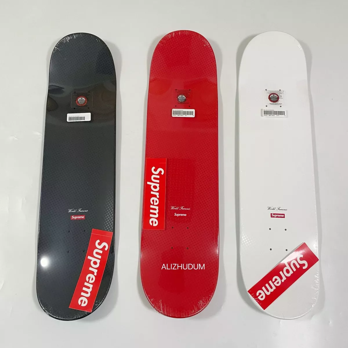 SUPREME SS23 TONAL BOX LOGO SKATEBOARD SET OF 3 BLACK RED WHITE