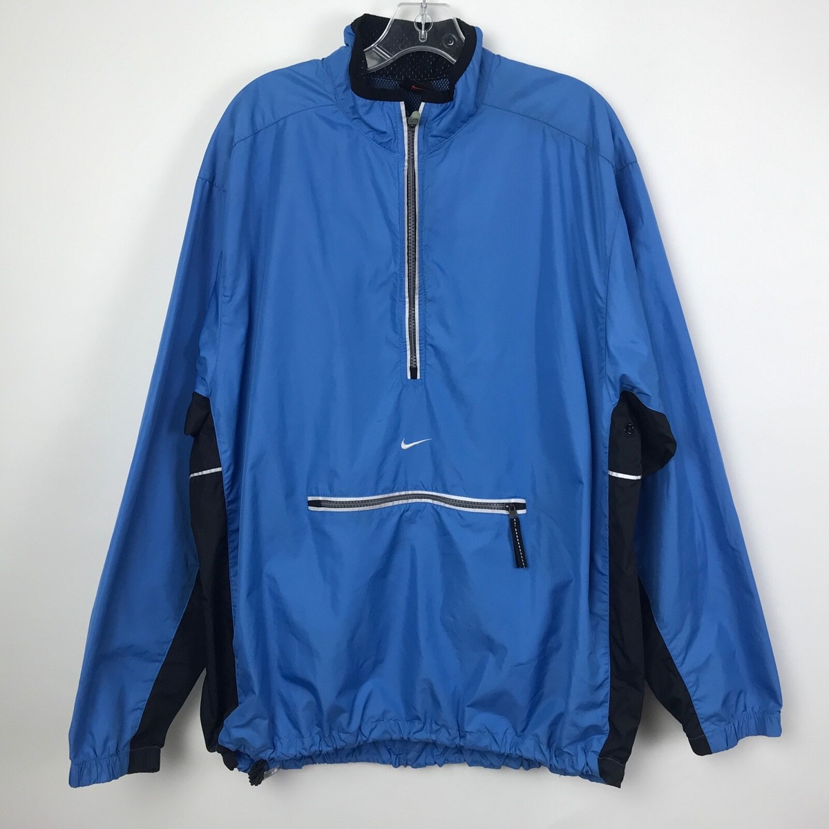 Nike Mens Windbreaker 1/2 Zip Jacket Folds into Bag Blue Nike Mens Windbreaker 1/2 Zip Jacket Folds into Bag Blue