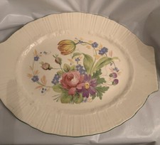 Vintage Coronet HLC Double Handle Platter Made in USA Pottery