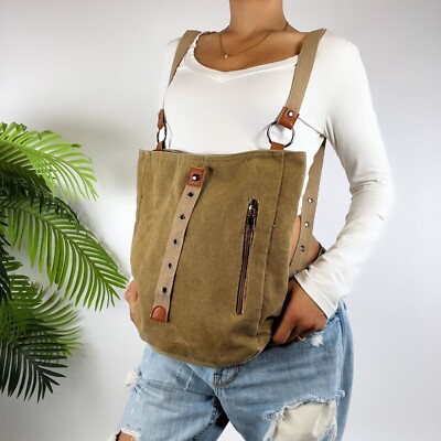 Vintage Canvas Boho Granola Girl Gorpcore Backpack Tote Laptop