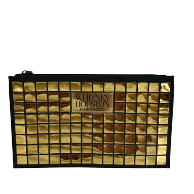 MAC X Whitney Houston Nippy's Gold Reflective Tiled Clutch 8'' Makeup Bag Purse