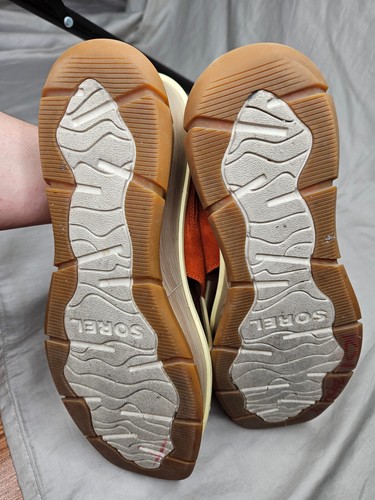 Sorel Platform Sandals Womens 10.5 Orange Suede Leather Slingback Comfort Walk - Picture 10 of 12