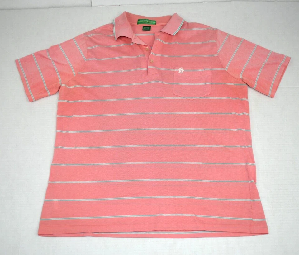 Penguin Shirt VTG Grand Slam Munsingwear Size L 80s Pink Stripe Made Japan - Image 2 of 4