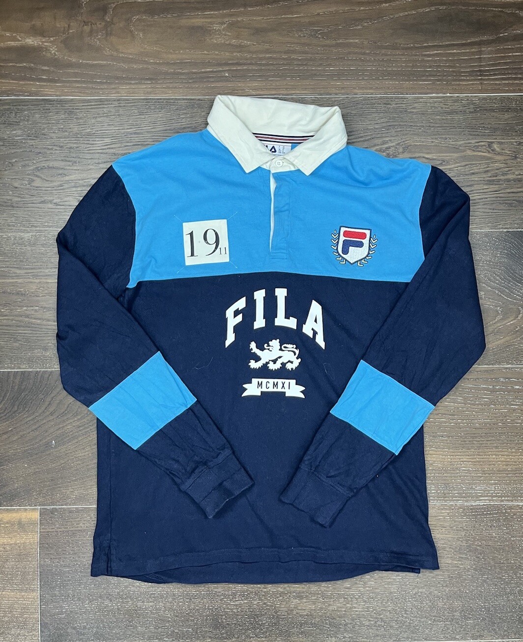 Top rugby vintage Fila blu navy cotone medio