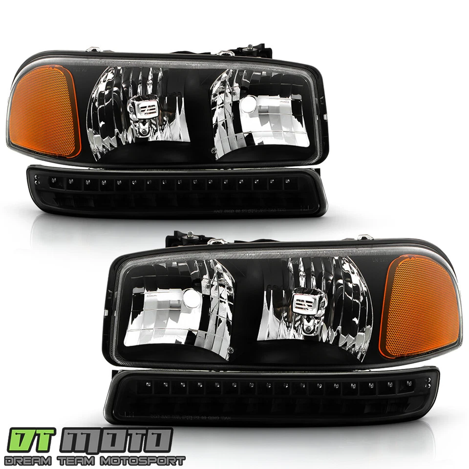 Faros LED negros para parachoques de estacionamiento GMC Sierra Yukon XL 1999-2006 Foto 3 de 4