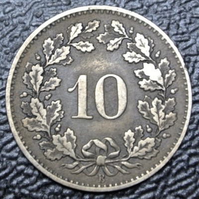 1876 B SWITZERLAND - 10 RAPPEN - .100 SILVER - Helvetia - Nice