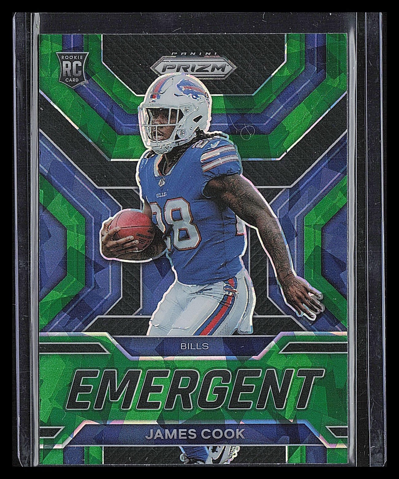 James Cook 2022 Panini Prizm Emergent Green Ice Prizm #E-13 Bills RC RB